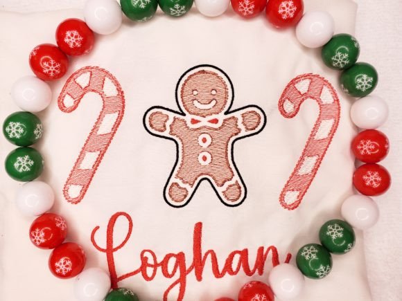 Adorable Gingerbread and Candy Cane Embroidery