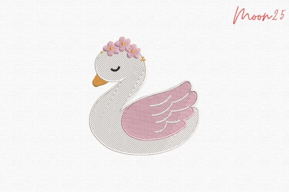 Charming Cute Swan with Flowers for Baby Nursery