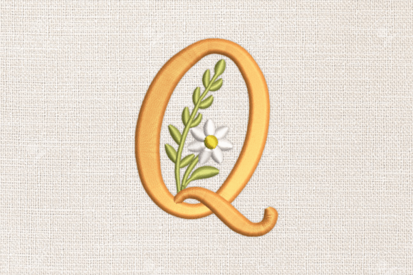 Elegant Q with Floral and Leafy Details