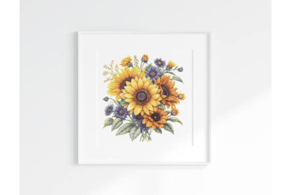 Elegant Sunflower Bouquet: Floral Cross Stitch Pattern PDF
