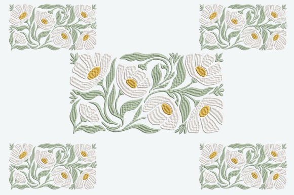 Elegant White Cosmos Flowers Embroidery Design