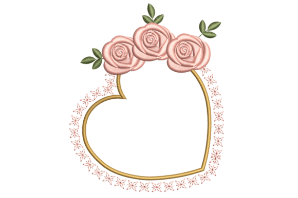 Floral Heart Frame for Seasonal Embroidery