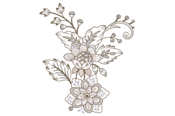 Flowers and Leaves: A Delicate Embroidery Design