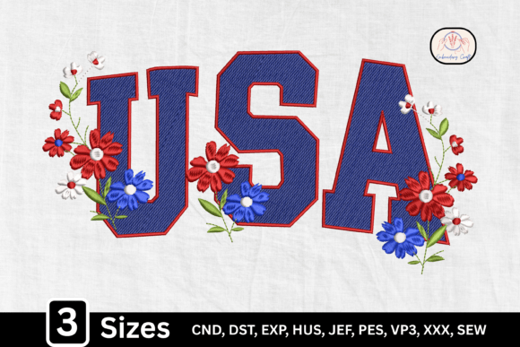Patriotic Lettering Floral USA: A Bold and Festive Design