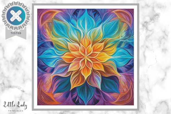 Rainbow Mandala Cross Stitch for Etsy
