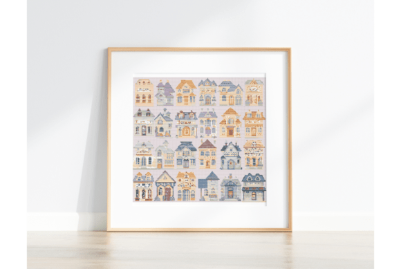 Whimsical Village Cross Stitch for Apparel