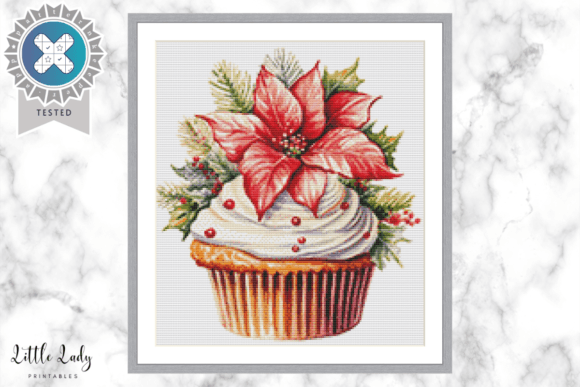 Xmas Cupcake Cross Stitch for Apparel